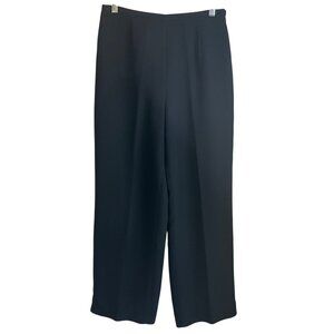 VTG Talbots Sz Medium P Pure Silk Black Dress Pants Lined Formal Wide Leg Minima